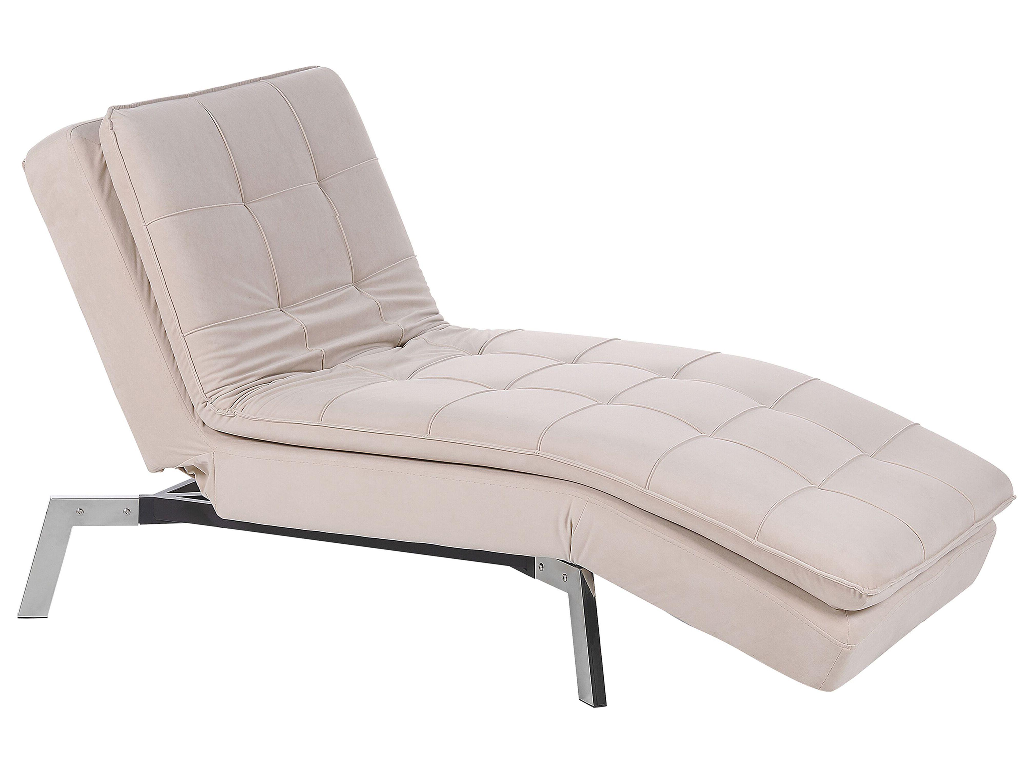 Chaise longue LOIRET Fluweel Beige