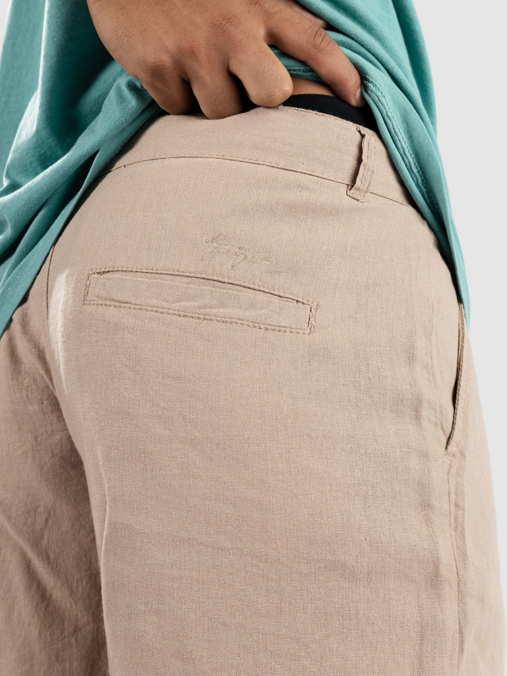 Denim Project Long Linen Shorts light taupe