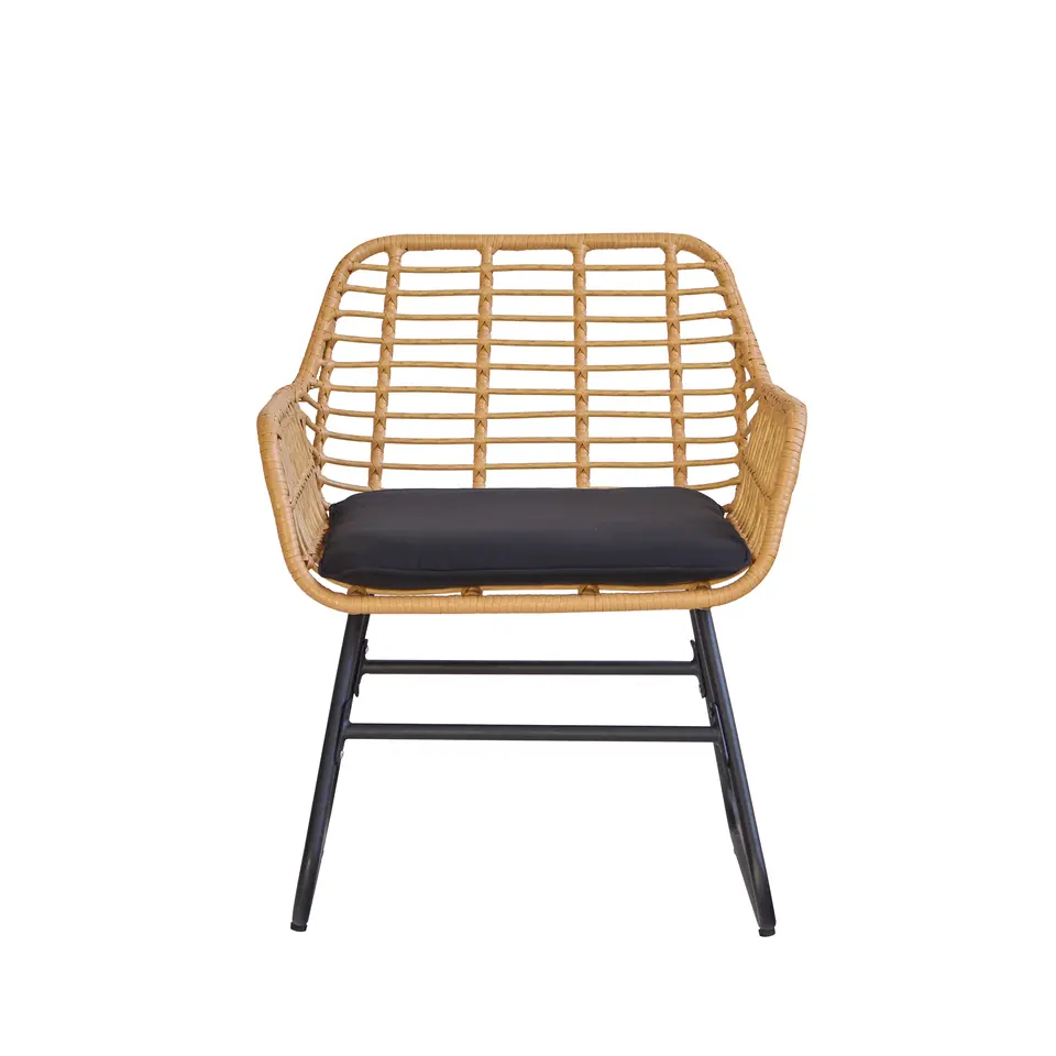 Tuinset van rotan en metaal in zwart