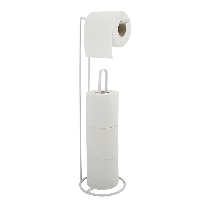 Porte rouleau papier toilette avec réserve, métal, H.54 cm, blanc, Amy MSV Spirella