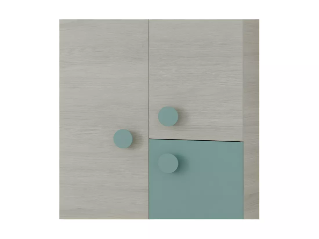 Armoire 3 portes battantes Bois blanchi/Vert - MONTEREY - L 90 x l 52 x H 200 cm