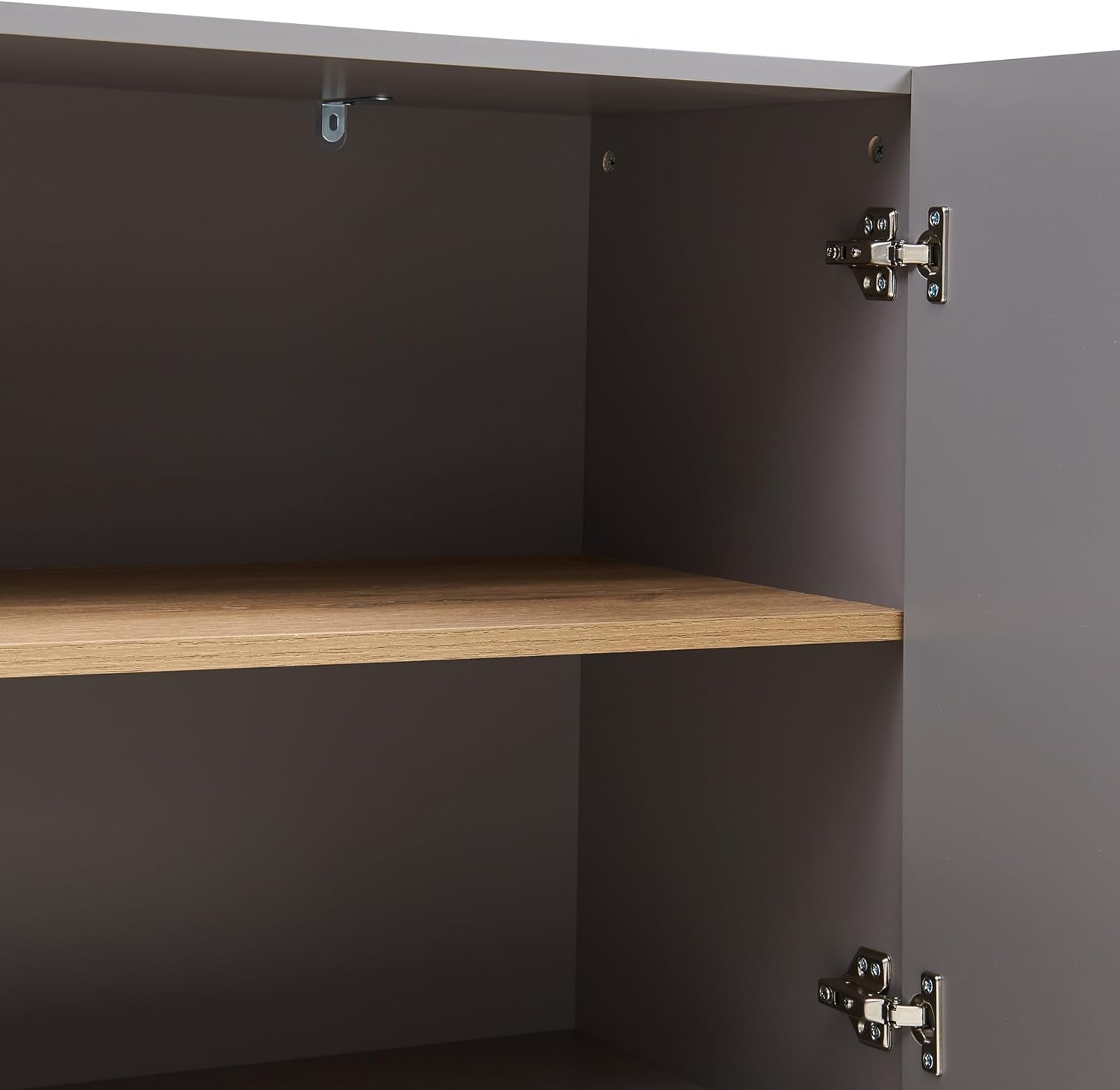 [en.casa] Sideboard Starvili Kommode mit 3 Türen Mehrzweckschrank 75 x 115 x 38 cm Wohnzimmerschrank Buffetschrank Metallbeine Grau