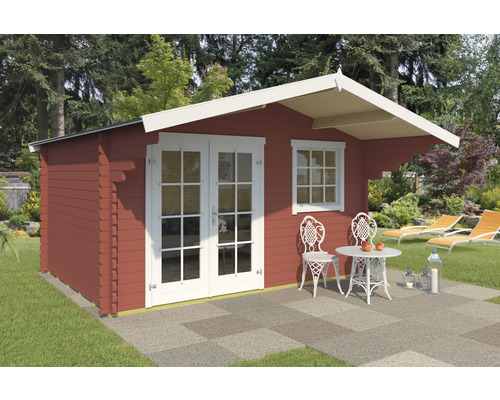 Outdoor Life Orlando 34 tuinhuis inclusief vloer en overkapping, 414,6 x 440 cm, Zweeds rood