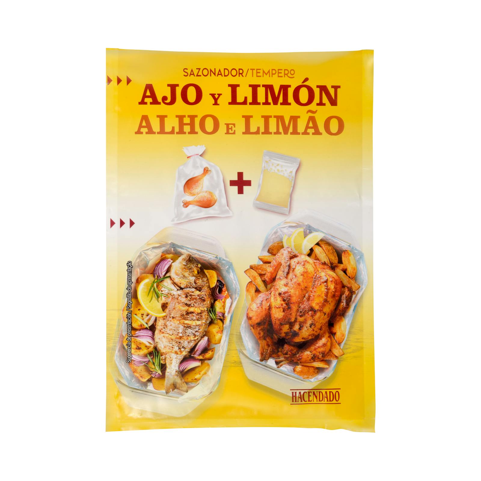Assaisonnement à l'ail et au citron Hacendado pour viande et poisson