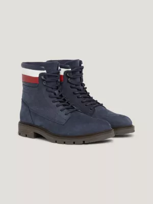 Botas de cano curto Signature em couro nobuck com cadarço