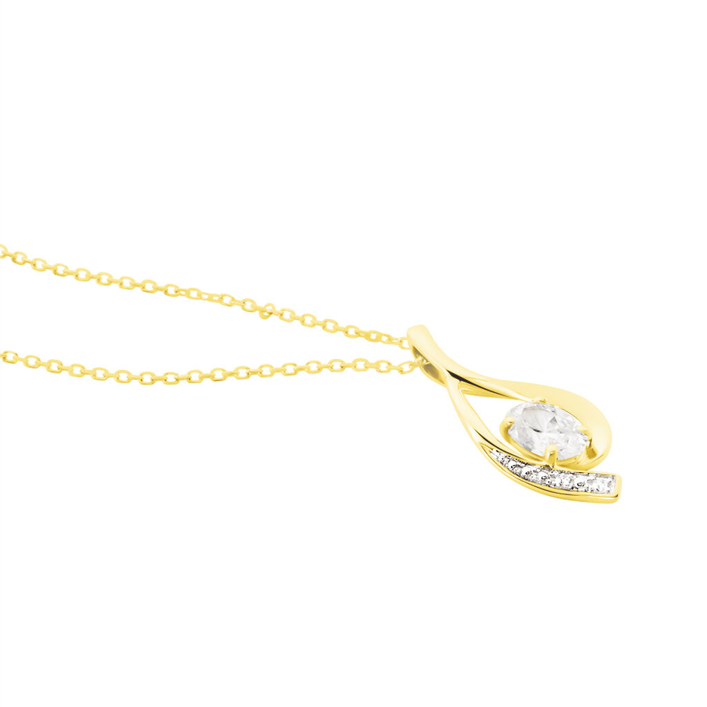 Collier Or Jaune Sagesse Oxydes De Zirconium