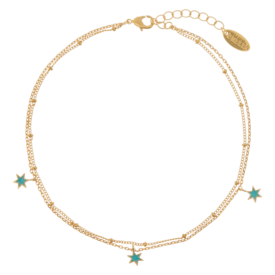 Orelia Jewellery Turquoise Enamel Star Multi Row Anklet