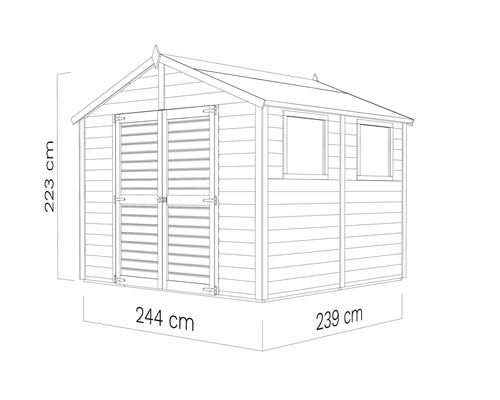 Tuinhuis blokhut Konsta XL, 19 mm dik, met vloer, 258 x 251 cm, natuurlijke afwerking