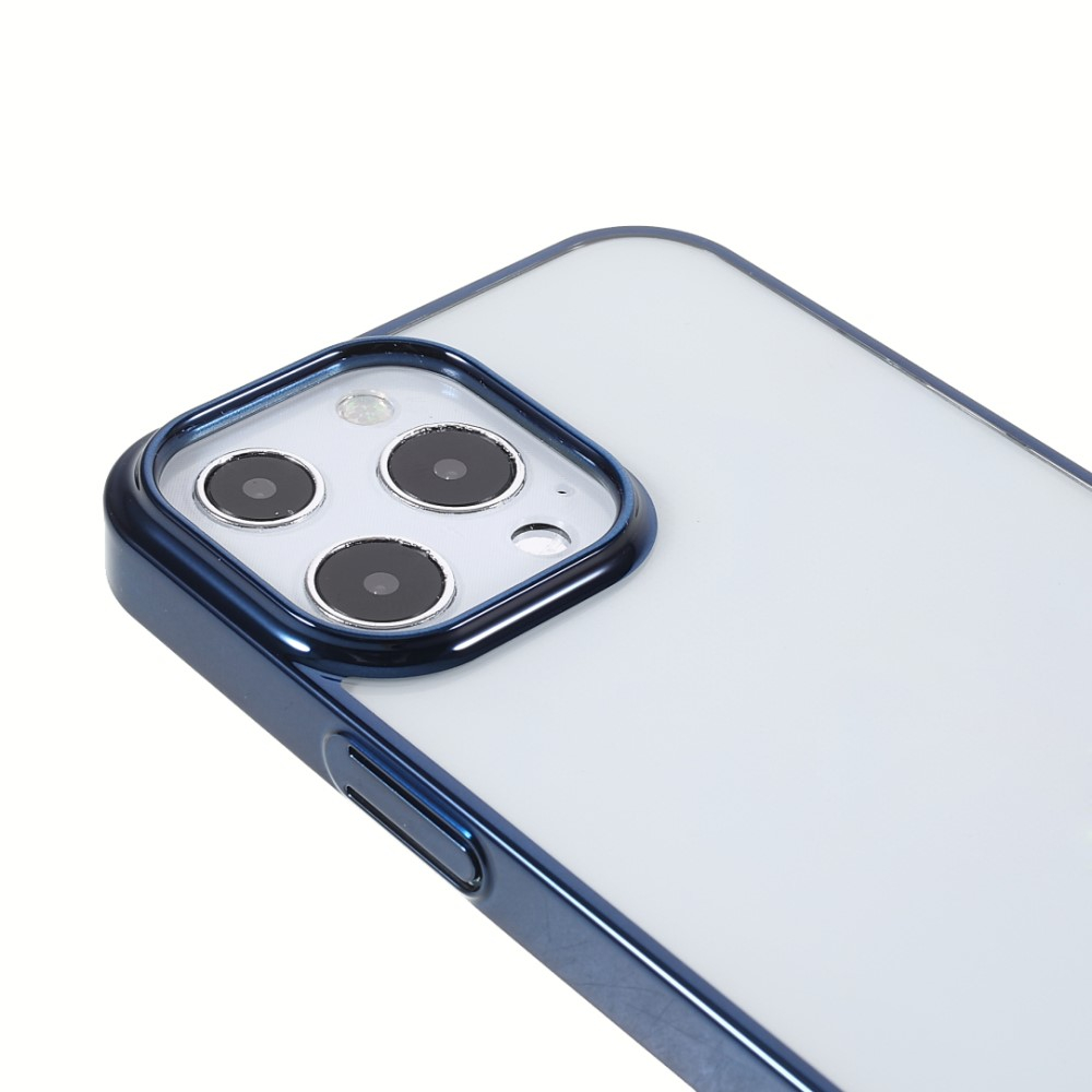 iPhone 13 Pro Hardcase Hülle mit Galvanisiertem Rahmen - Blau / Transparent