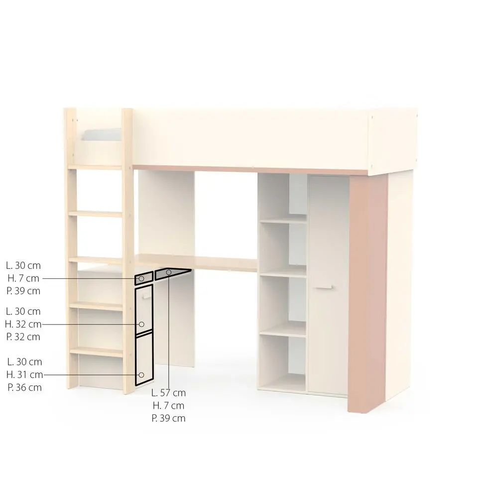 CALICOSY - Hoogslaper CAMILLIA - 104,1x205,9x183 cm
