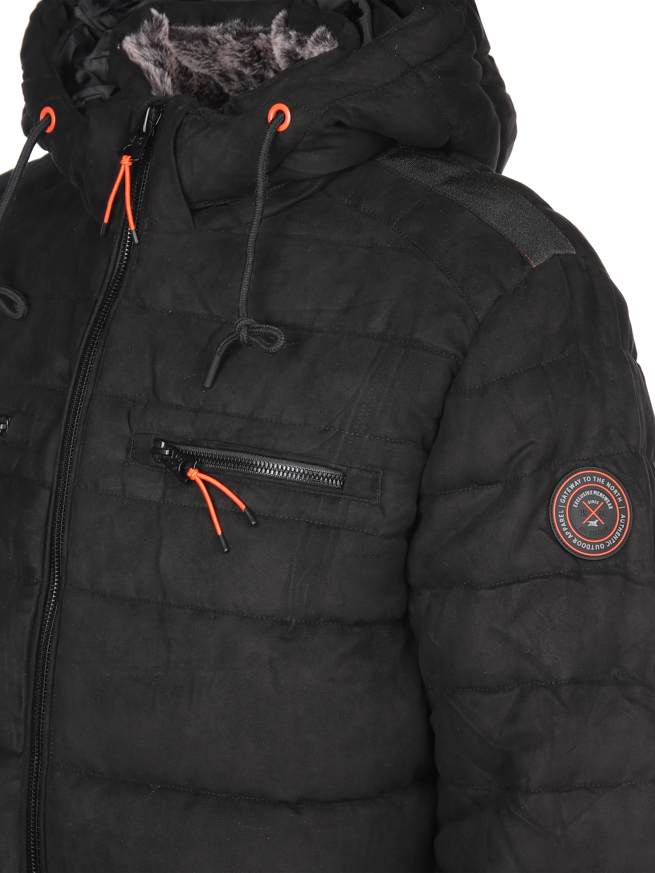 Herren Velour Steppjacke mit Kapuze