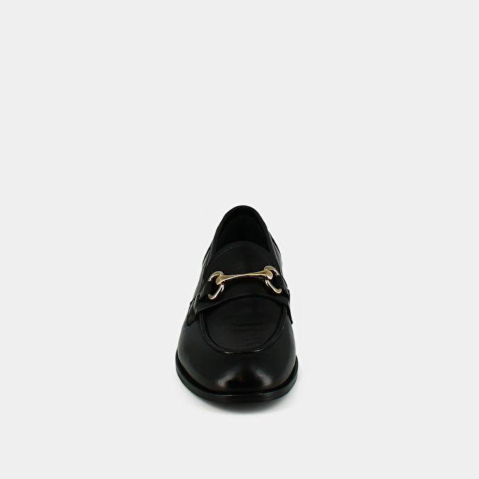 Mocassins à mors dorés  en cuir noir