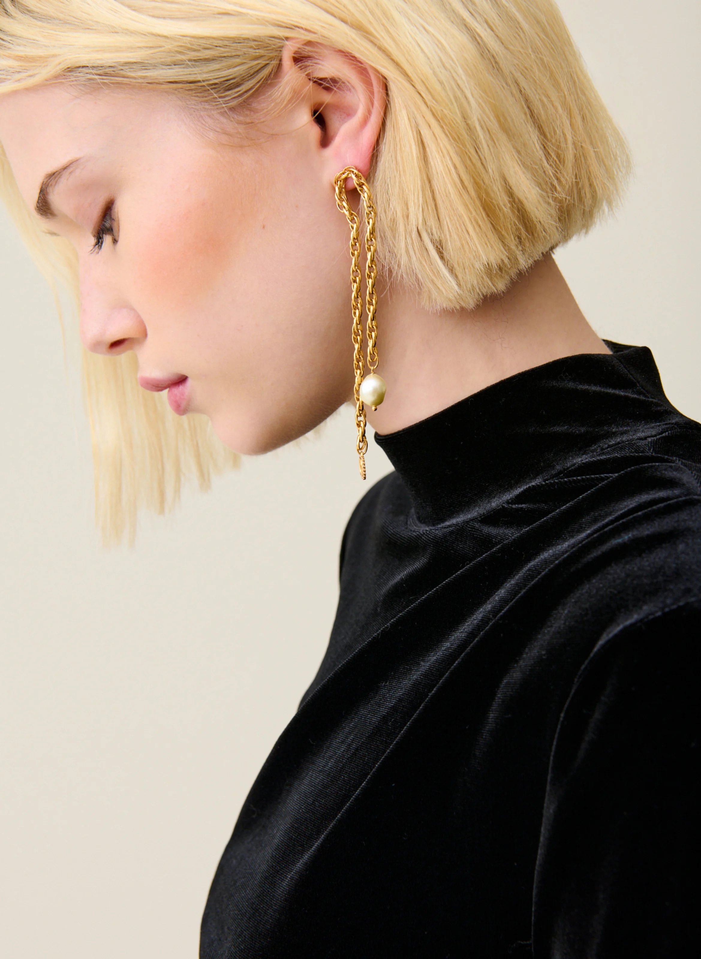 Boucles d'oreilles chaîne| Doré