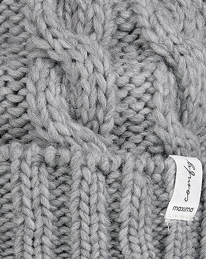 Strick-Bommelmütze CABLE in metall meliert