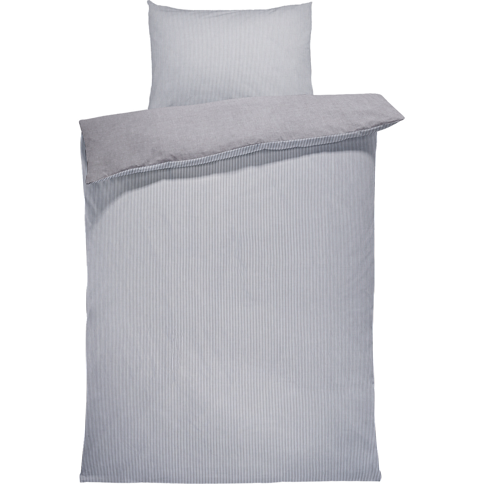 Bettwäsche Perkal Chambray Streifen 50x70 Kissenbezug, grau
