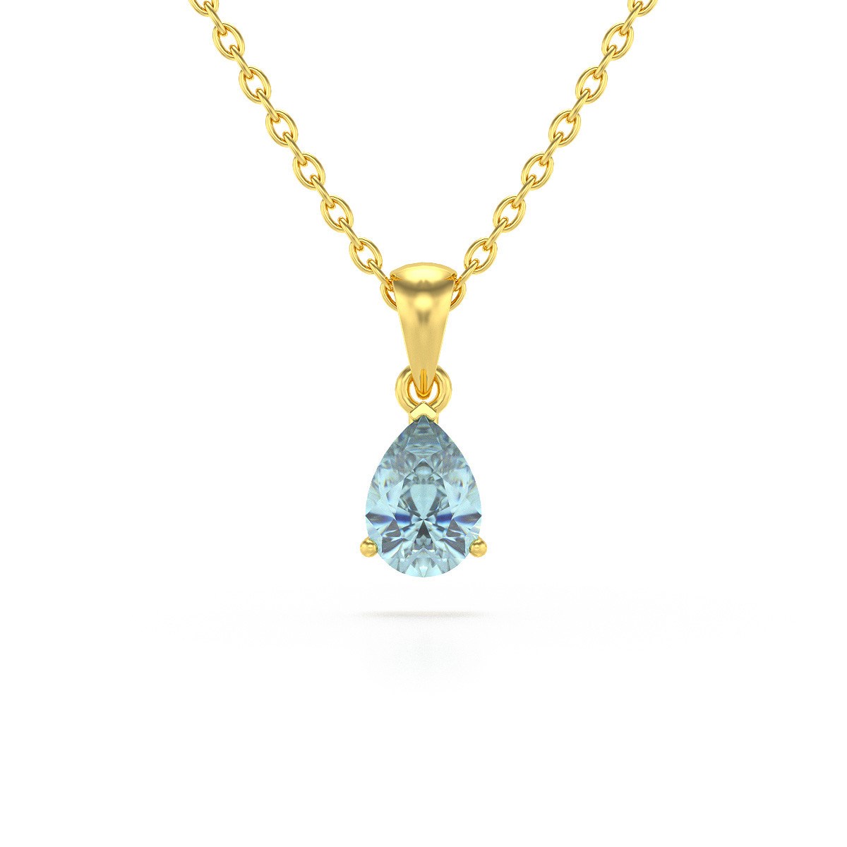 Collier Pendentif Or Jaune Aigue-Marine Chaine Or incluse 0.49grs