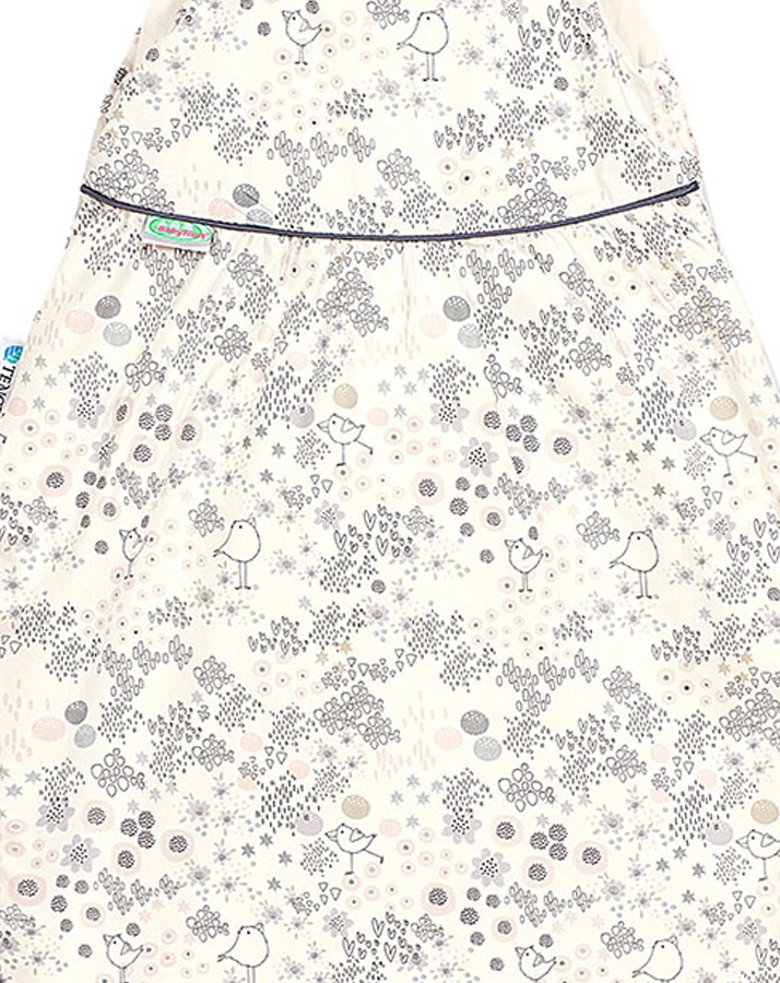 Schlafsack BABYNEST® KLIMASOFT COLD – FLOWER BIRDS in creme/grau