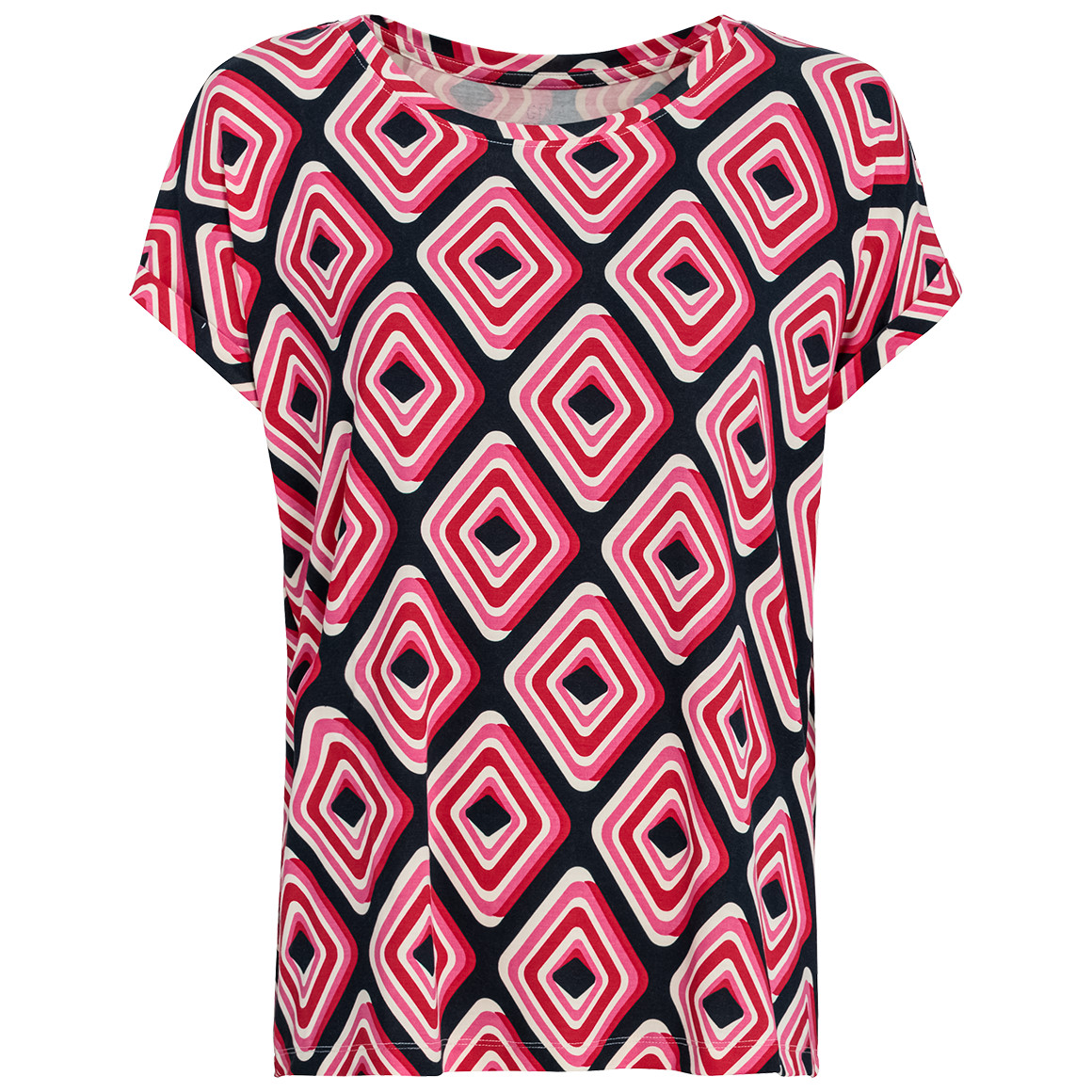 Gina Benotti Damen T-Shirt im Retro-Look schwarz / pink / rot