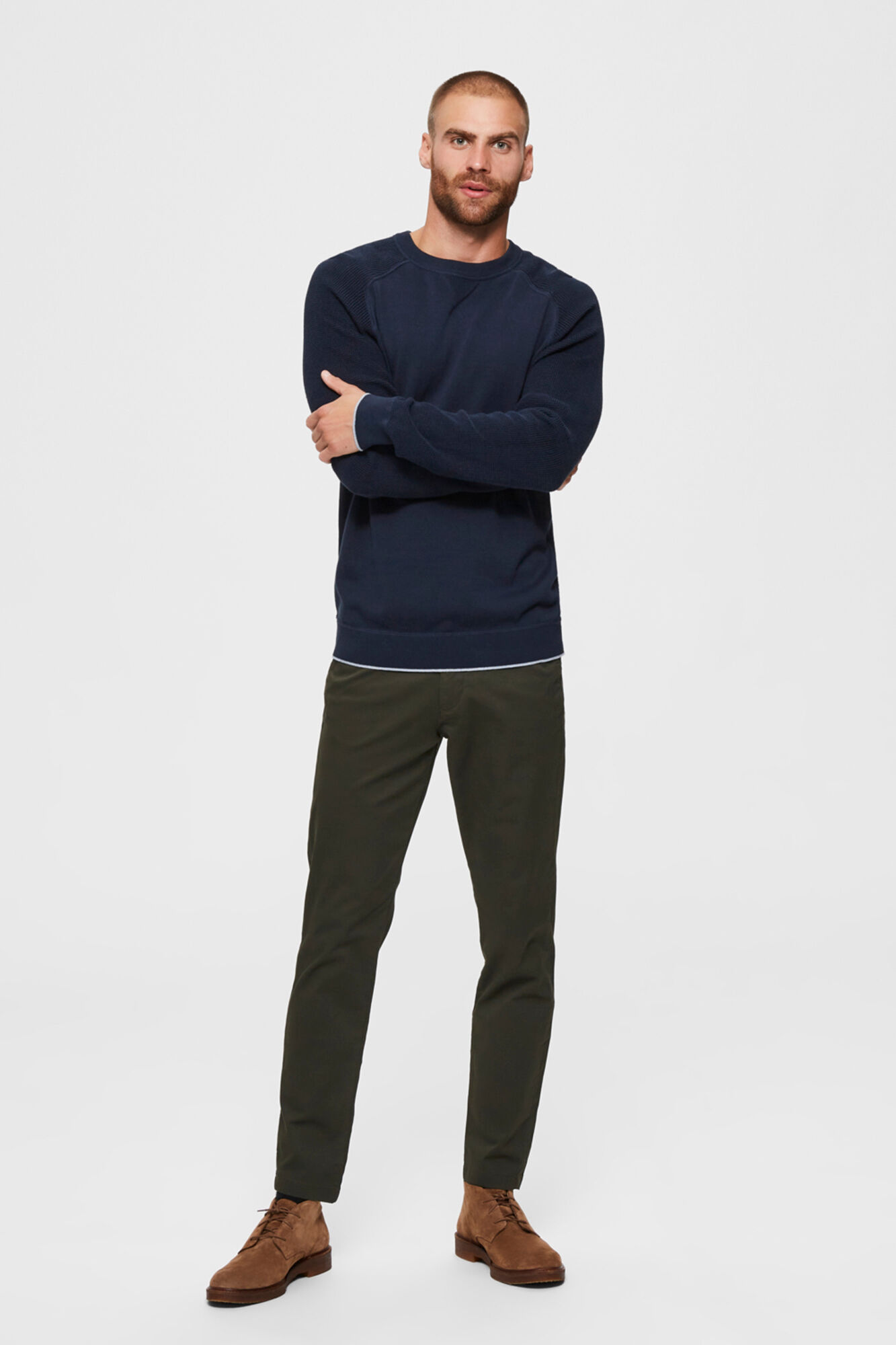 Calças compridas slim fit estilo chinês - Verde