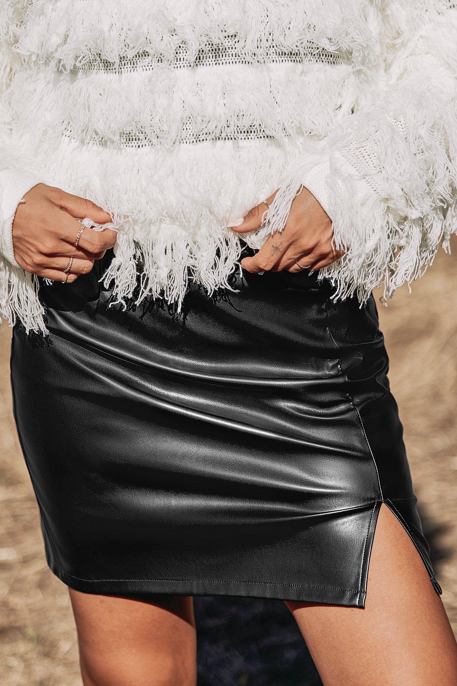 Jupe mini en cuir vegan