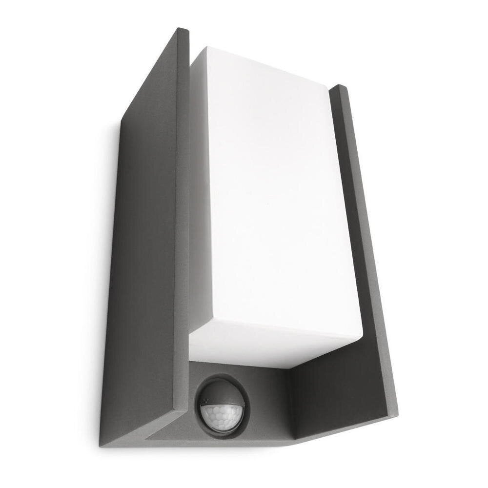 Brugwandlamp in antraciet E27 IP44 met bewegingsmelder