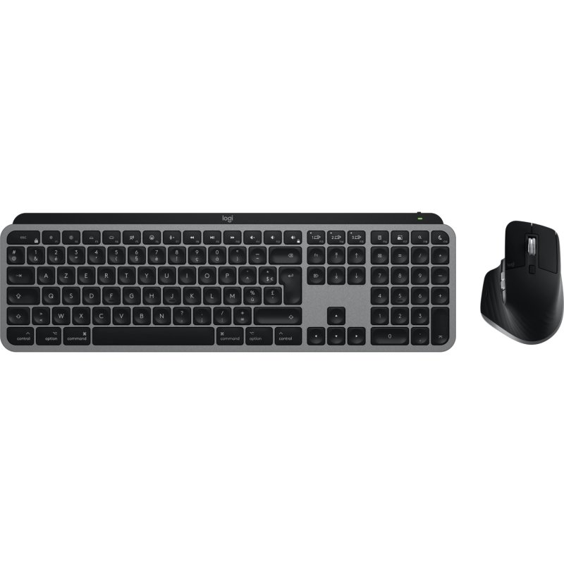 Logitech Master MX Keys S Combo for Mac clavier Souris incluse maison/bureau RF sans fil + Bluetooth AZERTY Français Aluminium, Noir