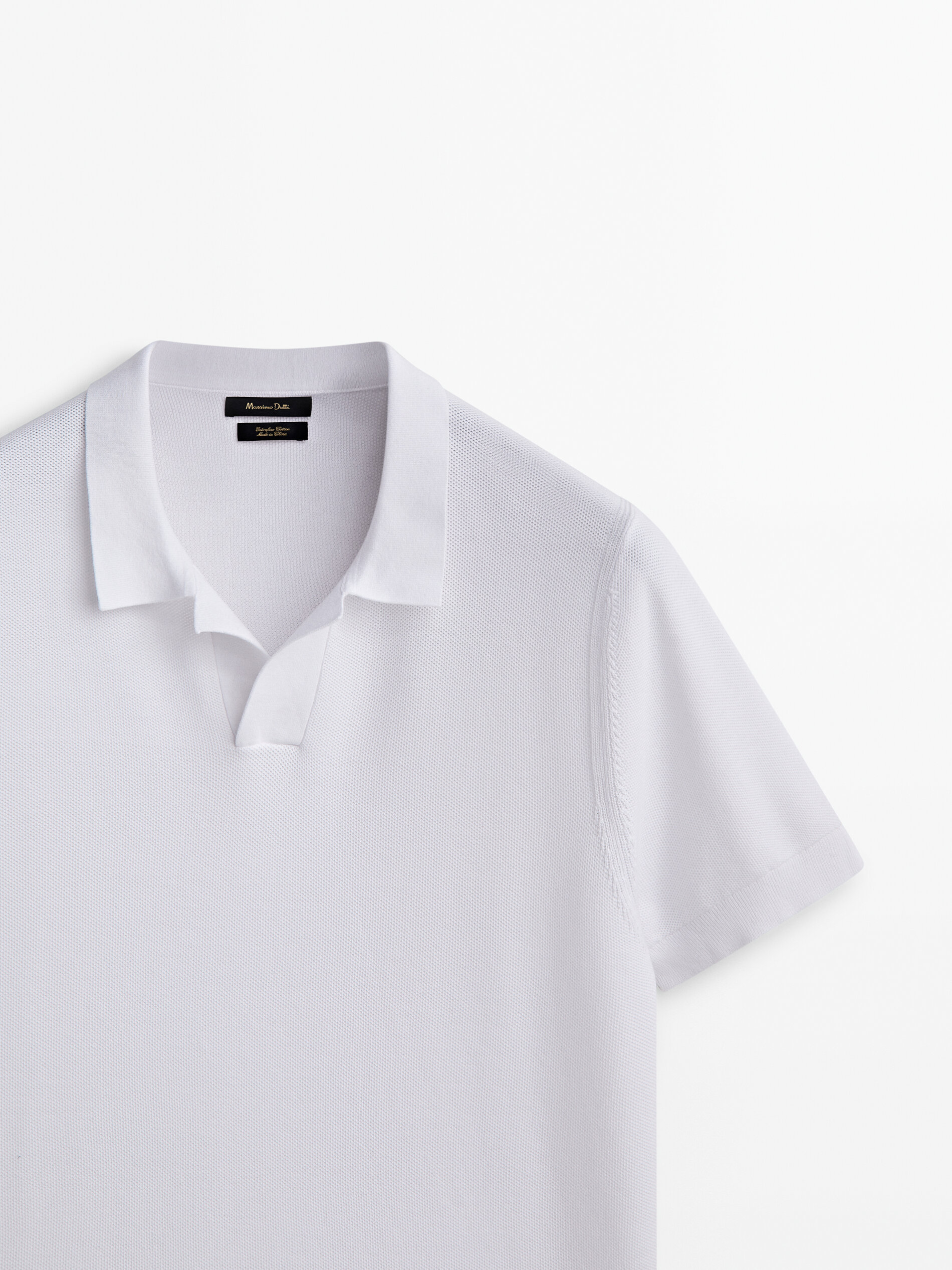Camisa polo em malha favo de mel - BRANCA