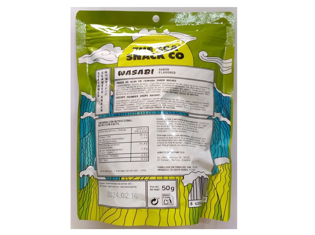 SNACK ALGA THE SEA SNACK CO WASABI 50G