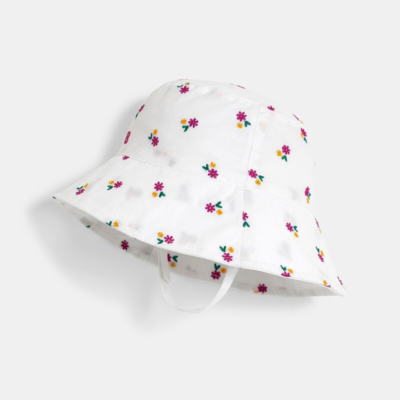 Chapeau de soleil fleurs blanc bébé fille Blanc