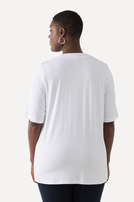 T-Shirt, Zierfalten, A-Linie, Rundhals, Halbarm