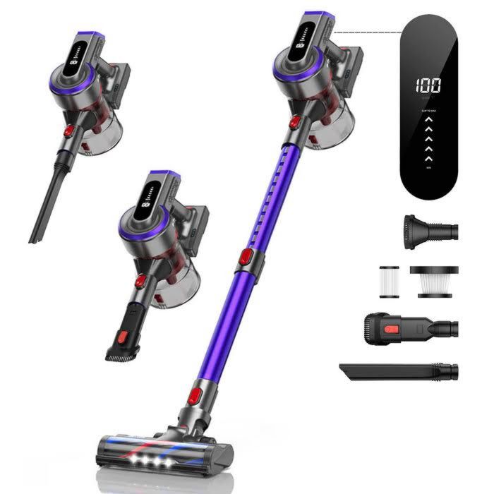 Akku Staubsauger extreme Saugkraft Ultra Leicht beutellos und kabellos mit großer Batterie mit Schnelllade Funktion gegen Tierhaare von Pireware