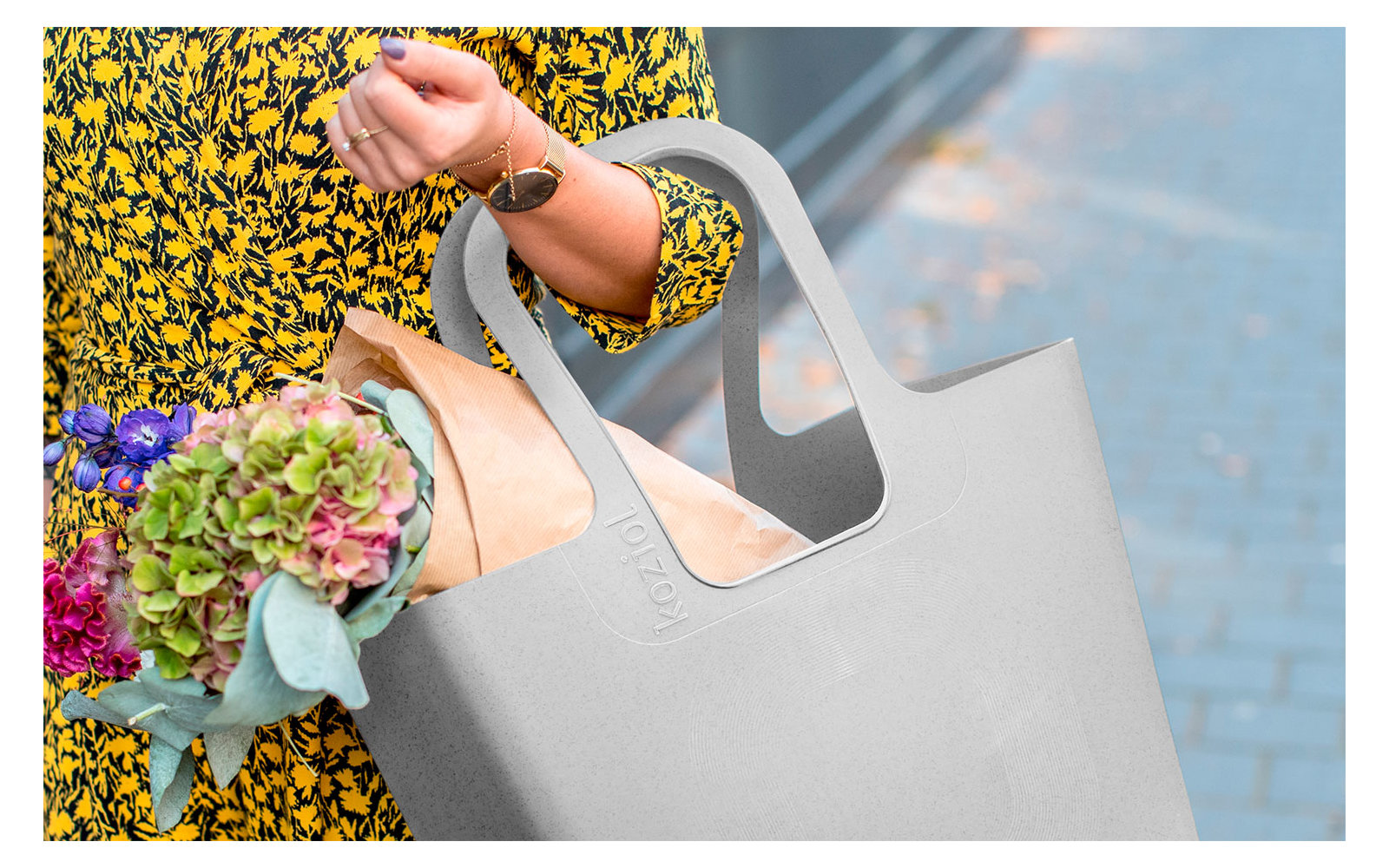 Koziol - umweltfreundliche Mehrweg-Tasche XL organic grey