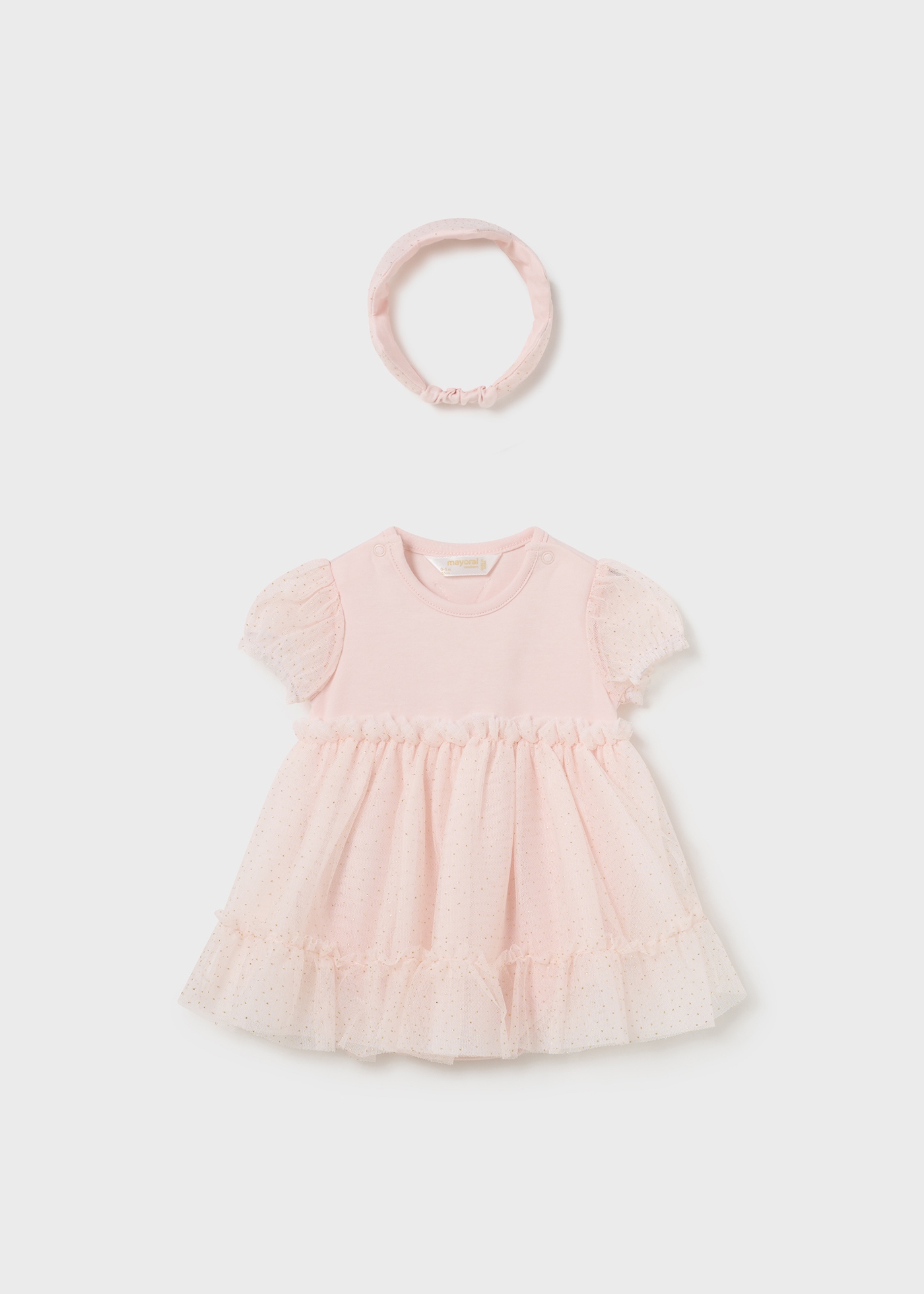 Macacão para recém-nascido com saia de tule e coroa, branco-creme