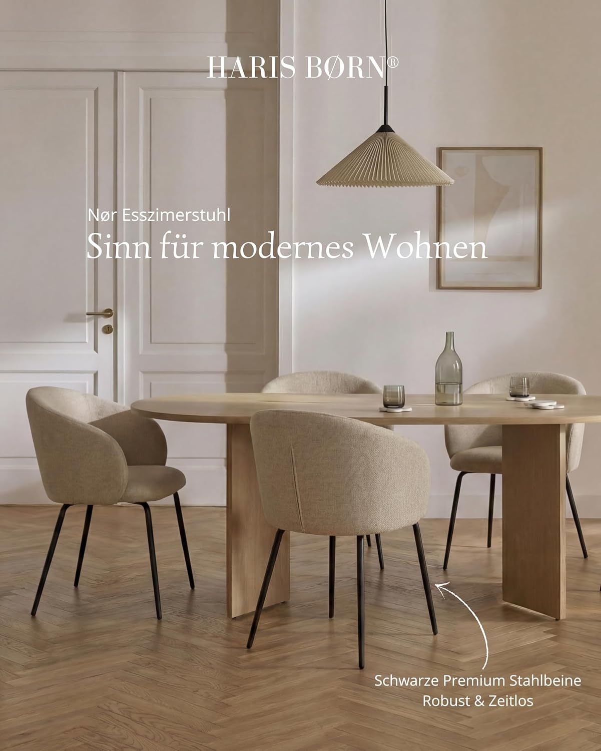 Design Dining Room Chairs (2er Set) Beige - skandinavische Esszimmerstühle in Zeitloser Form, Premium Polsterstuhl Esszimmer, moderner Dining Chair, 30 Tage risikofrei testen