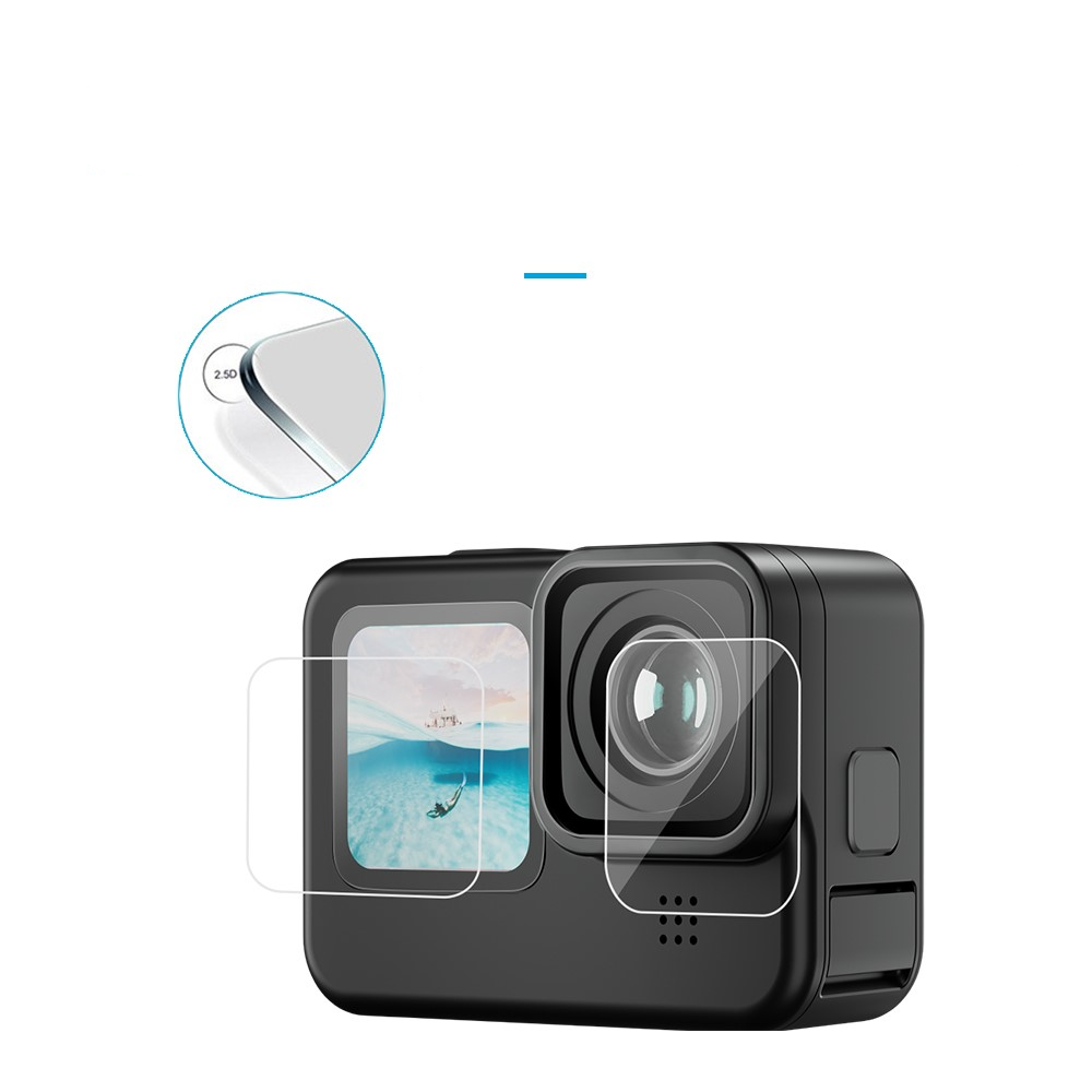 (3-tlg. Set) GoPro Hero 12 / 11 / 10 / 9 Black PET Display Schutzfolie (1x Kamera / 2x Display) - Transparent