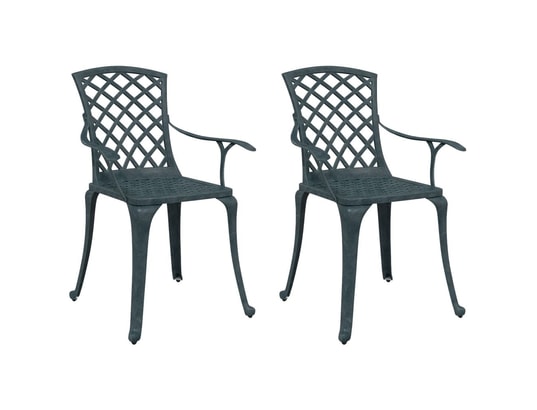 VIDAXL - Chaises de jardin lot de 2 vert aluminium coulé