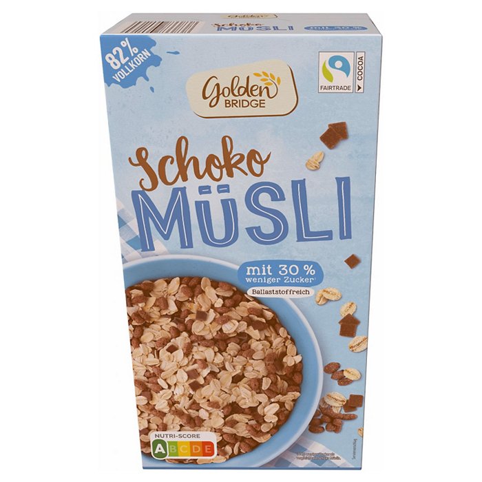 GOLDEN BRIDGE Müsli 750 g, Schoko weniger Zucker