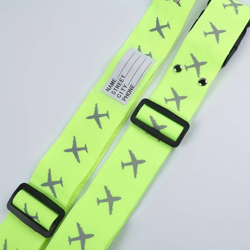 (2er Set) Verstellbarer Gepäckgurt Band für Koffer / Taschen mit Reflektoren   Adressschild - Hellblau