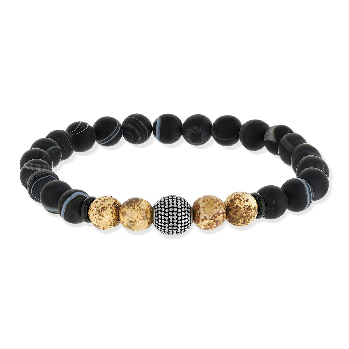 Bracelet acier et agates 21 cm