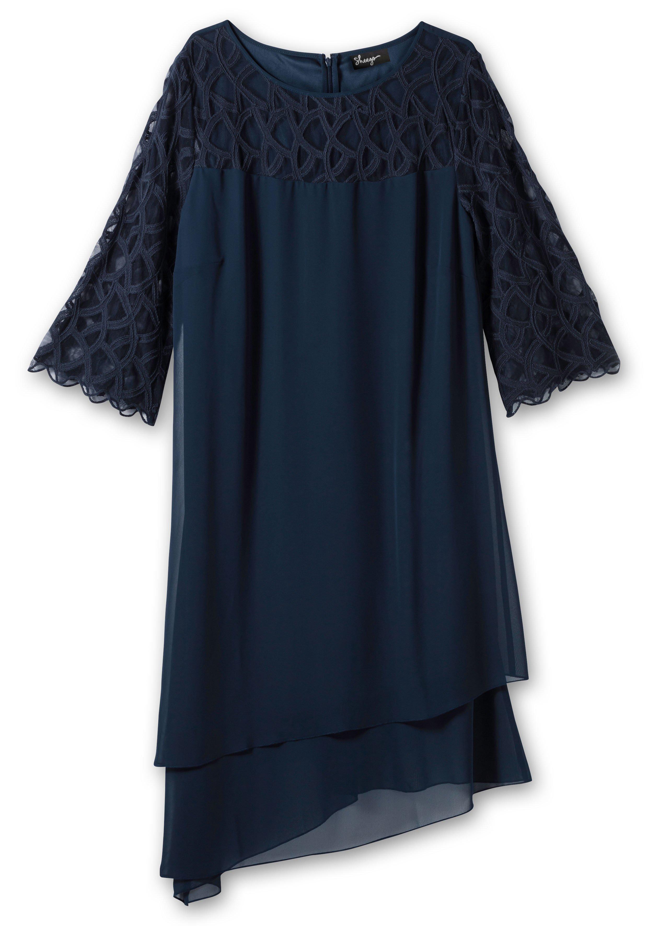 Cocktailkleid mit Zierborten, im Lagenlook