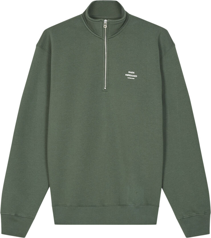 Mads Nørgaard - Copenhagen Standard Half Zip Logo Sweat Grøn