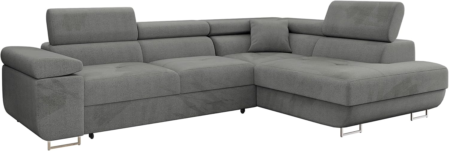 Mirjan24 Ecksofa Torezio mit Bettkasten, Einstellbare Kopfstützen, Sofa mit Schlaffunktion, Eckcouch für Wohnzimmer, Polsterecke, L-Form Couch mit Bettfunktion (Manila 16, Seite: Rechts)