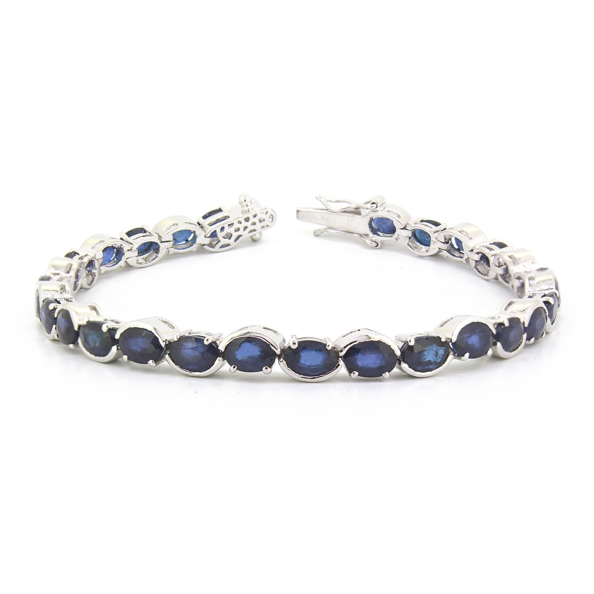 Bracelet Saphir Ovale et Argent 925 - Bijoux Aden