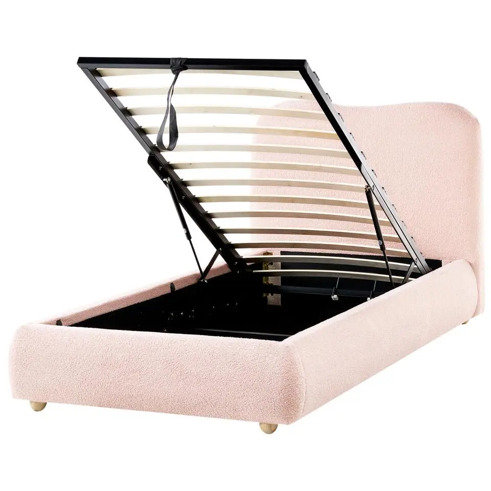 BLAGNAC - Bed met opbergruimte - Roze - 90 x 200 cm - Bouclé