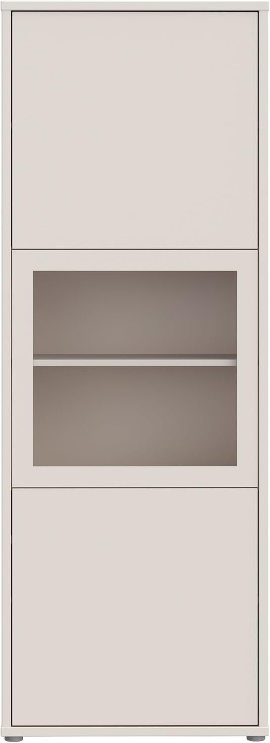 Forte Alice Springs Vitrine 60 70, Wohnzimmervitrine mit 3 Türen, Glasdetail, Wohnzimmer, Holzwerkstoff, Kaschmir Beige, 64,8 cm breit x 179,1 cm hoch x 44 cm tief