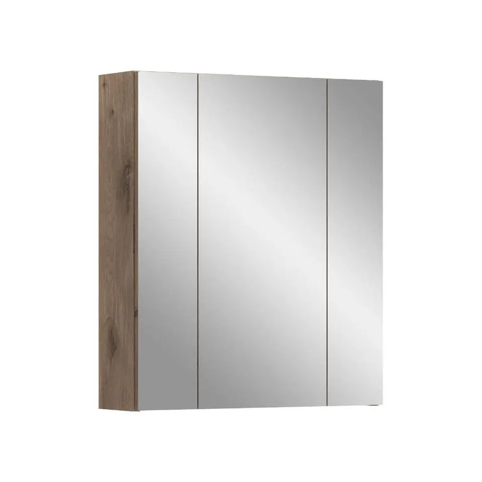 Hioshop Ice spiegelkast zwart mat- eiken decor