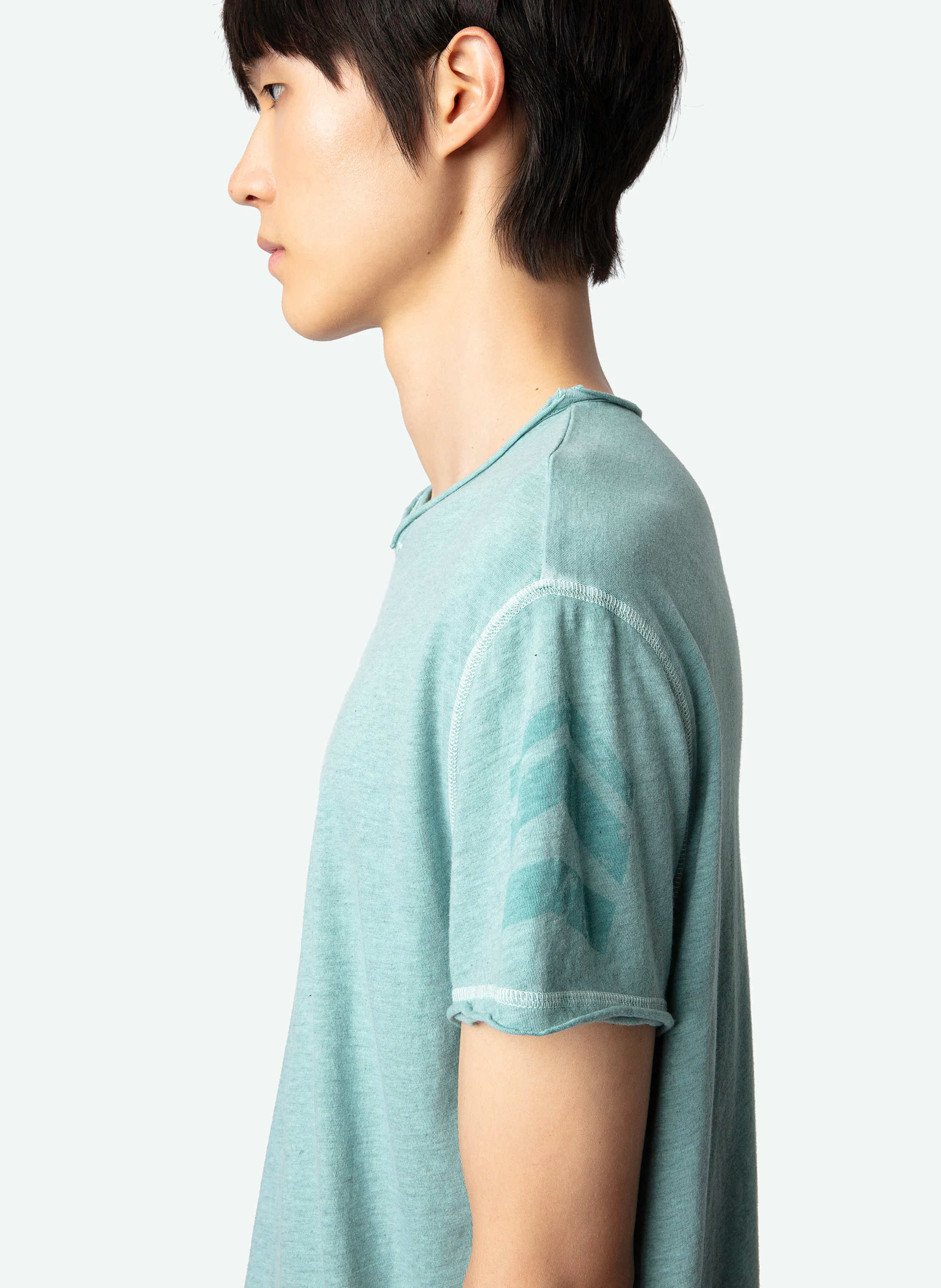 MONASTI - Tee-shirt col tunisien en coton | Bleu