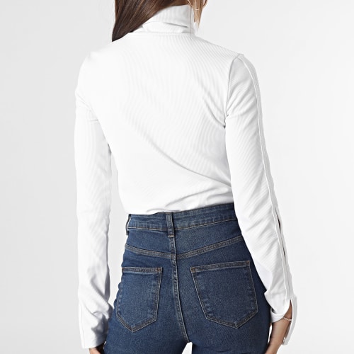 Tee Shirt Manches Longues Col Roulé Femme 2014 Blanc