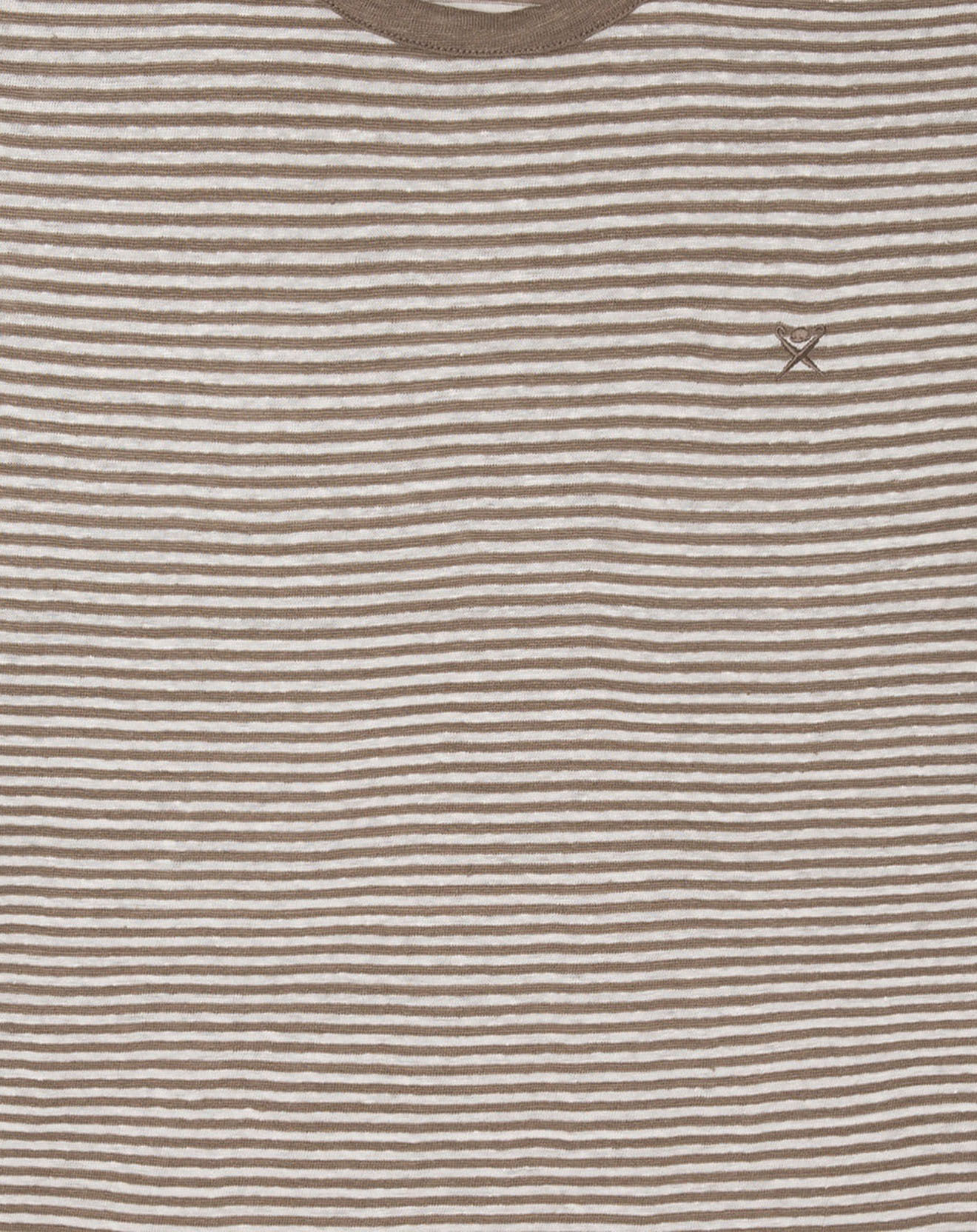 Hackett London T-Shirt 100% Lin Regular Fit Bat à rayures beige foncé