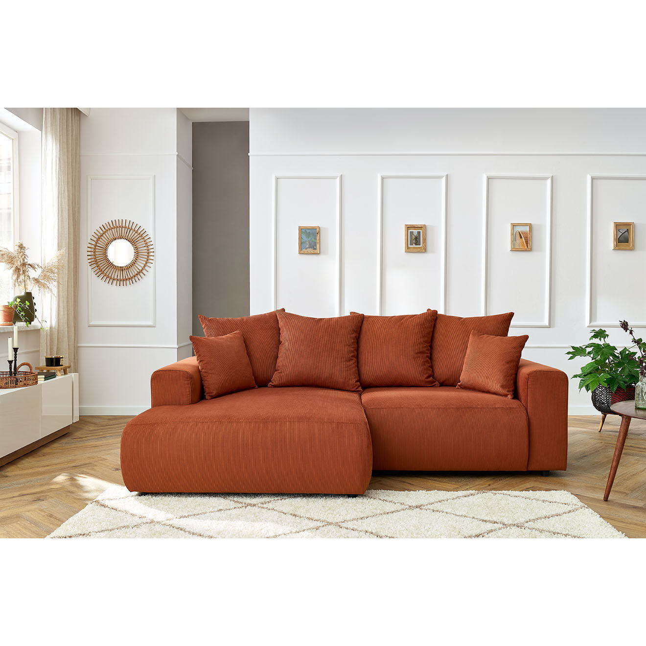 Bobochic Canapé d'angle fixe gauche Enjoy orange - 237x147x95 cm